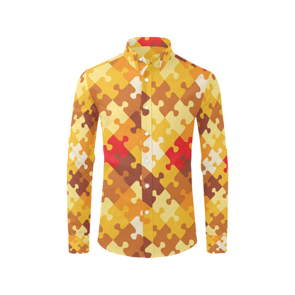 Puzzle Pattern Print Design A01 Men's Long Sleeve Shirt