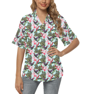 Hummingbird Cute Themed Print Women's Hawaiian Shirt