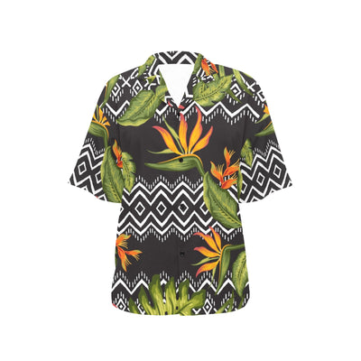 Bird Of Paradise Pattern Print Design BOP07 Women's Hawaiian Shirt