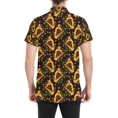 Harp Pattern Print Design 02 Men's Short Sleeve Button Up Shirt