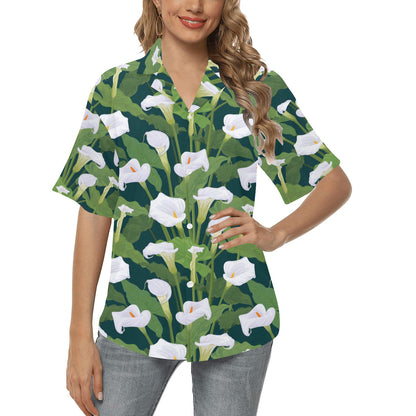 Lily Pattern Print Design 04 Women's Hawaiian Shirt