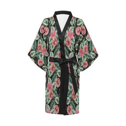 Dahlia Pattern Print Design DH06 Women's Short Kimono