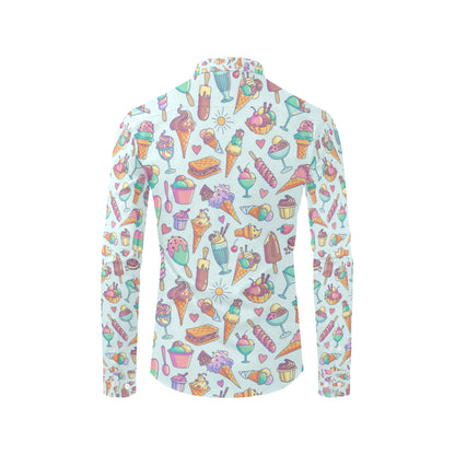 Ice Cream Pattern Print Design IC02 Men's Long Sleeve Shirt