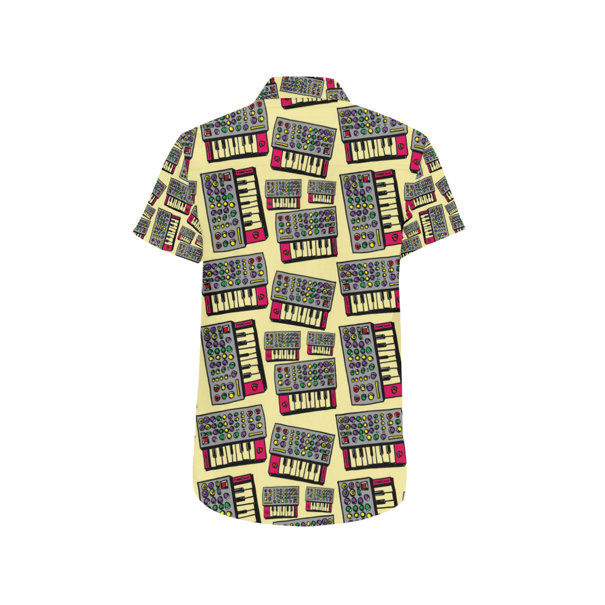 Synthesizer Pattern Print Design 01 Men's Short Sleeve Button Up Shirt