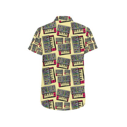 Synthesizer Pattern Print Design 01 Men's Short Sleeve Button Up Shirt