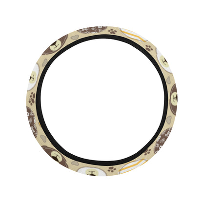 Bear PatchworkPattern Print Design 01 Steering Wheel Cover with Elastic Edge