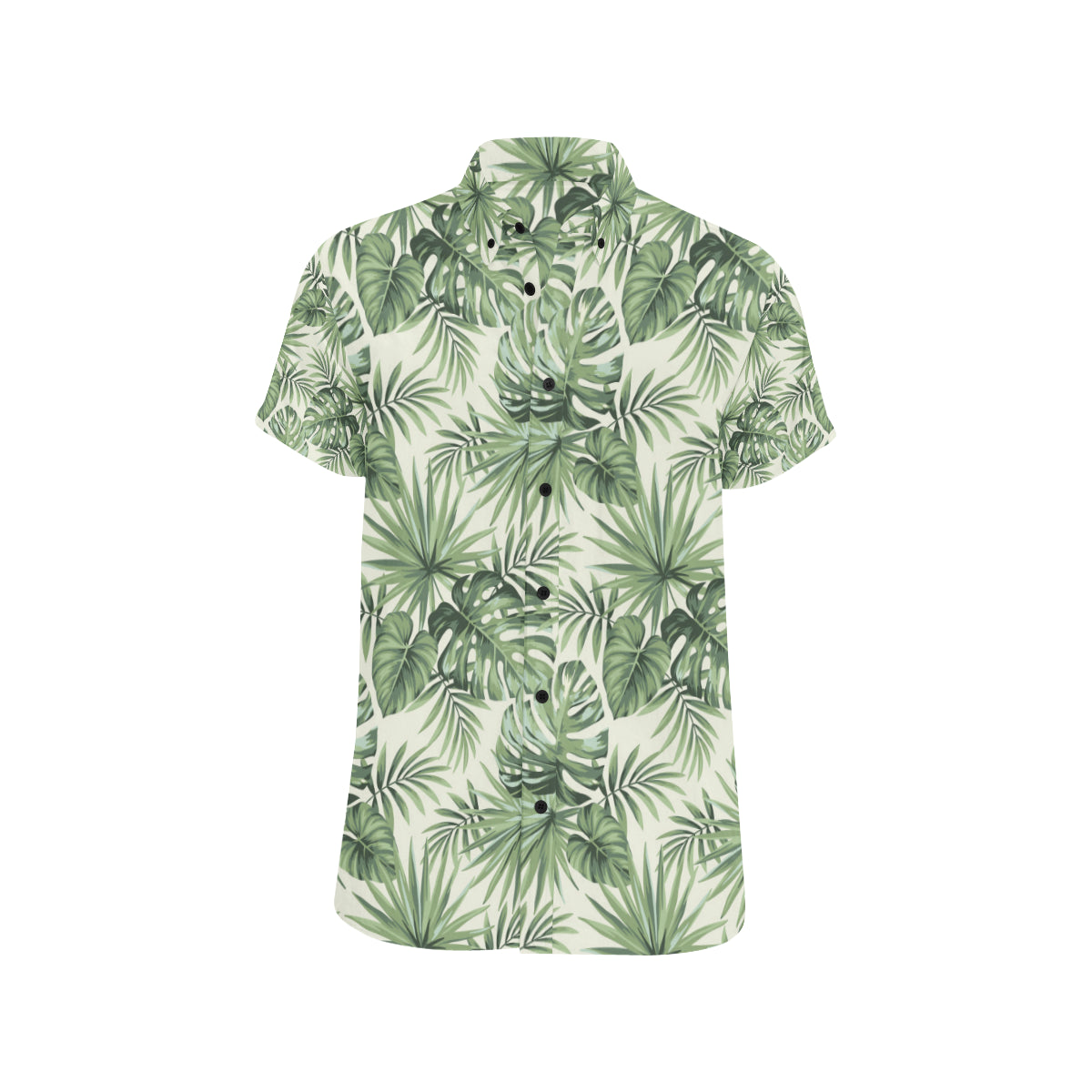 Palm Leaf Pattern Print Design A02 Men's Short Sleeve Button Up Shirt