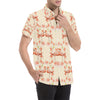 Flamingo Hibiscus Print Pattern Men's Short Sleeve Button Up Shirt