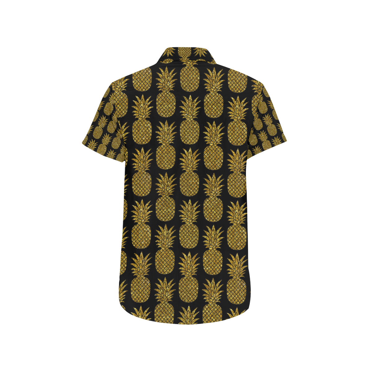 Gold Pineapple Pattern Print Design PP011 Men's Short Sleeve Button Up Shirt