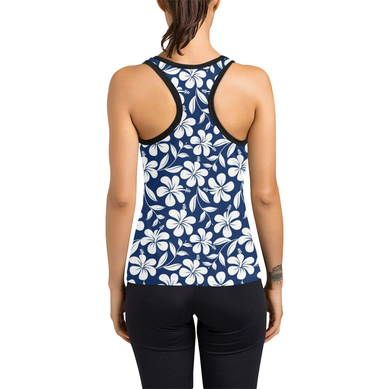 Hibiscus Pattern Print Design HB031 Women's Racerback Tank Top