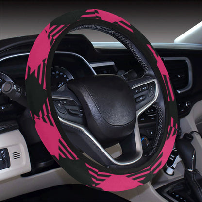 Buffalo check Pink Pattern Print Design 01 Steering Wheel Cover with Elastic Edge