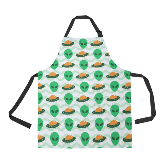 Alien UFO Pattern Print Design 04 Apron with Pocket