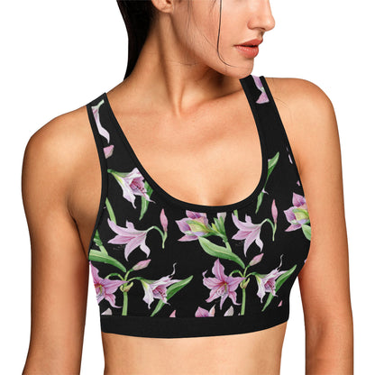 Amaryllis Pattern Print Design AL08 Sports Bra