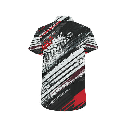 Racing Pattern Print Design A03 Men's Short Sleeve Button Up Shirt