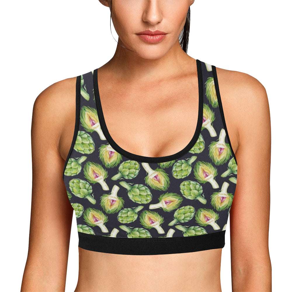 Artichoke Pattern Print Design 01 Sports Bra