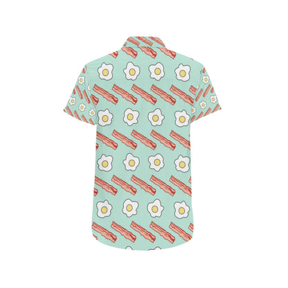 Bacon Sausage Pattern Print Design 01 Men's Short Sleeve Button Up Shirt