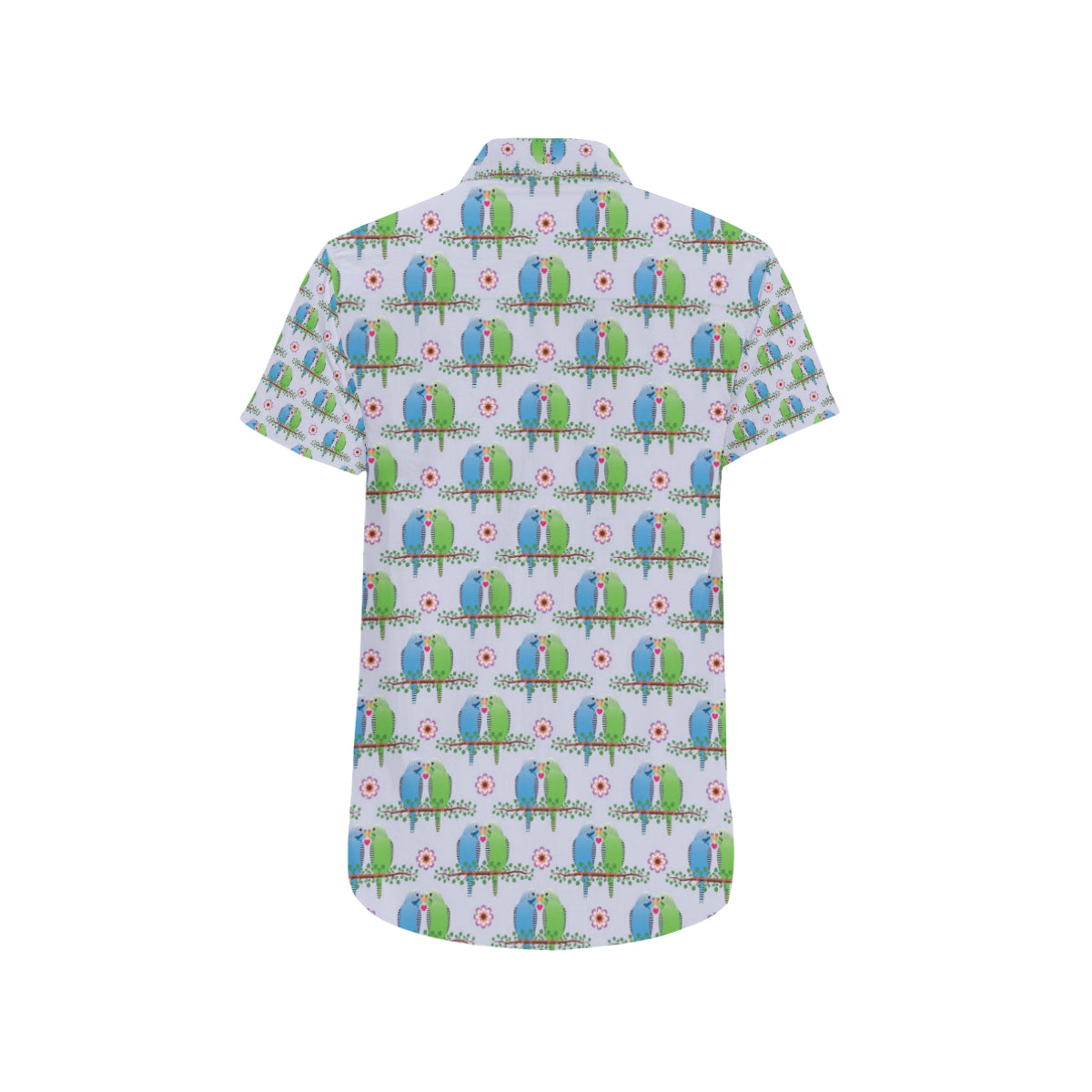 Budgerigar Pattern Print Design 05 Men's Short Sleeve Button Up Shirt