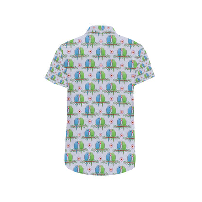 Budgerigar Pattern Print Design 05 Men's Short Sleeve Button Up Shirt