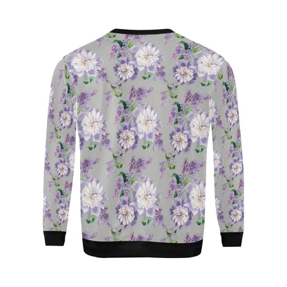 Lilac Pattern Print Design LI07 Men Long Sleeve Sweatshirt