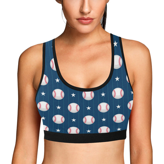 Baseball Star Print Pattern Sports Bra