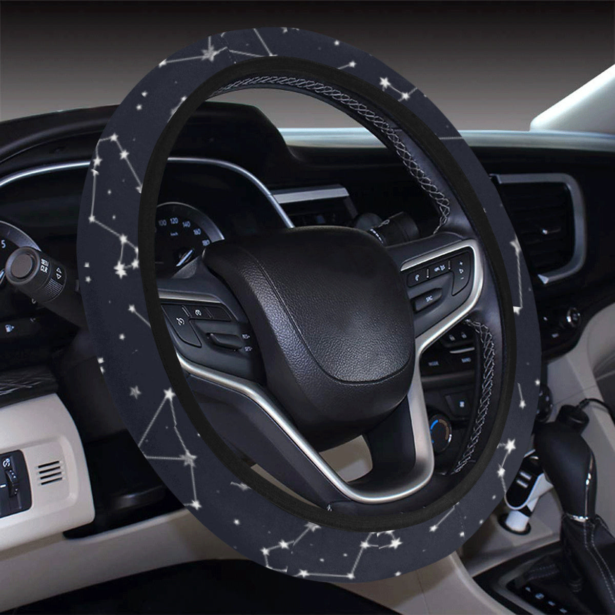 Constellation Pattern Print Design 03 Steering Wheel Cover with Elastic Edge