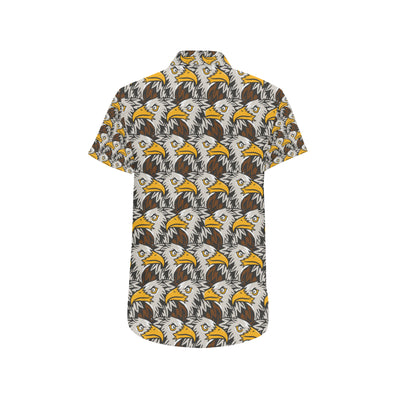 Eagles Head Pattern Men's Short Sleeve Button Up Shirt