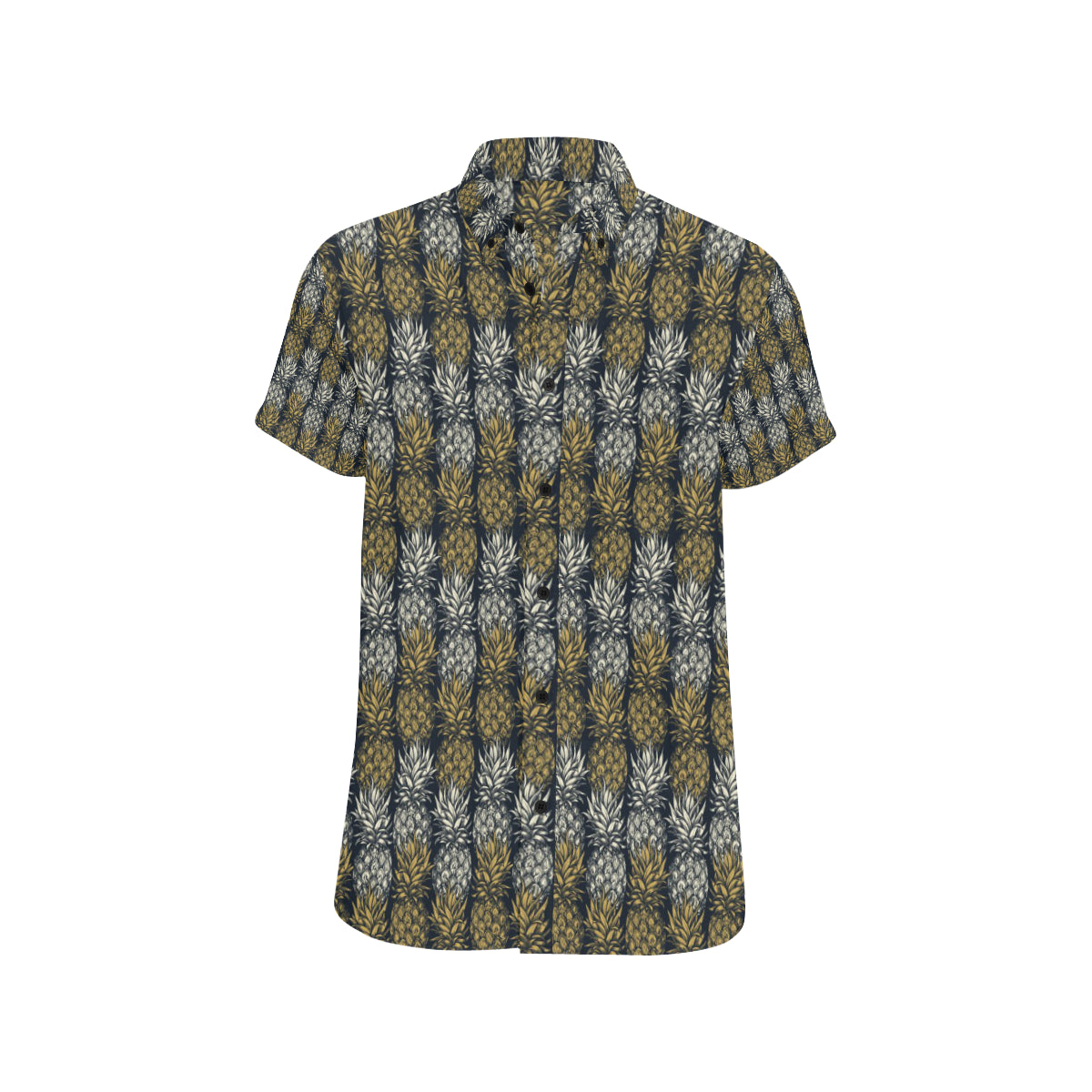 Pineapple Print Design Pattern Men's Short Sleeve Button Up Shirt