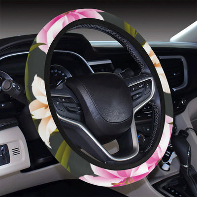 Lily Pattern Print Design LY01 Steering Wheel Cover with Elastic Edge