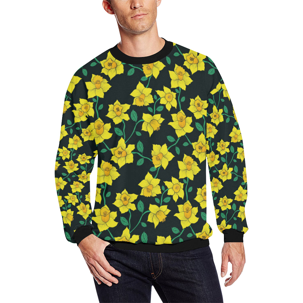 Daffodils Pattern Print Design DF03 Men Long Sleeve Sweatshirt