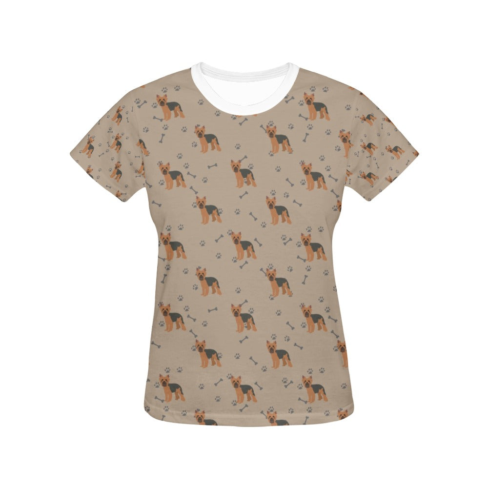 Yorkshire Terriers Print Design LKS305 Women's  T-shirt