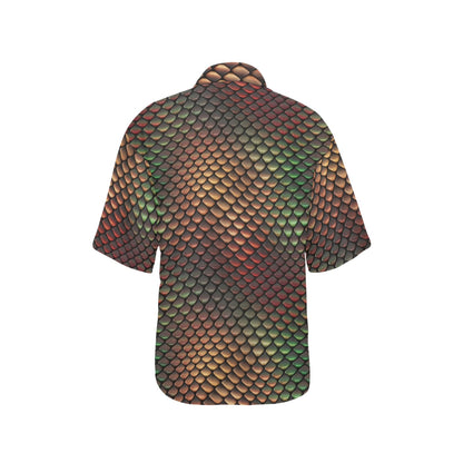 Snake Skin Colorful Print Women's Hawaiian Shirt