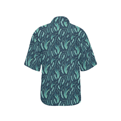 Seaweed Print Design LKS302 Women's Hawaiian Shirt