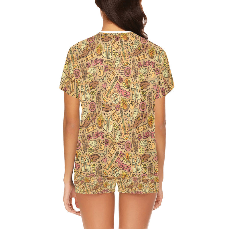 Hippie Print Design LKS305 Women's Short Pajama Set