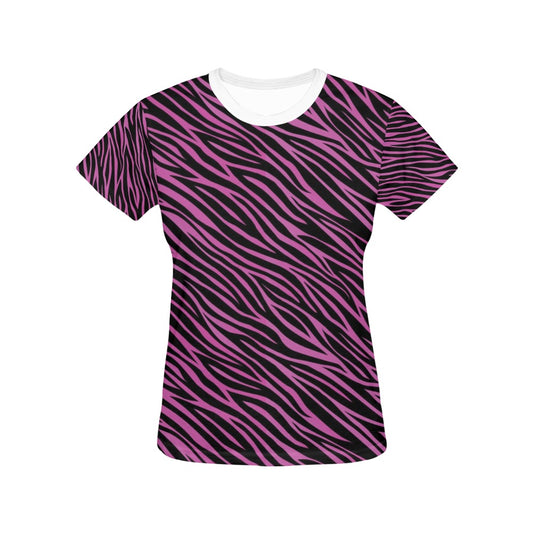 Zebra Pink Print Design LKS304 Women's  T-shirt