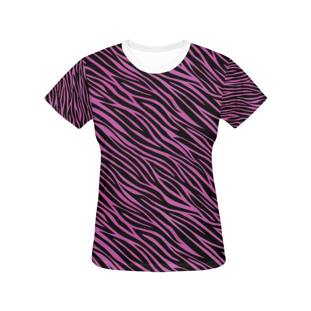 Zebra Pink Print Design LKS304 Women's  T-shirt