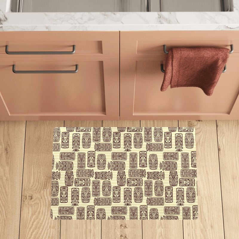 Tiki Brown Mask Print Kitchen Mat