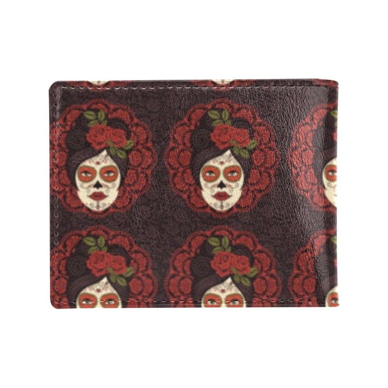 Day of the Dead Mexican Girl Men's ID Card Wallet