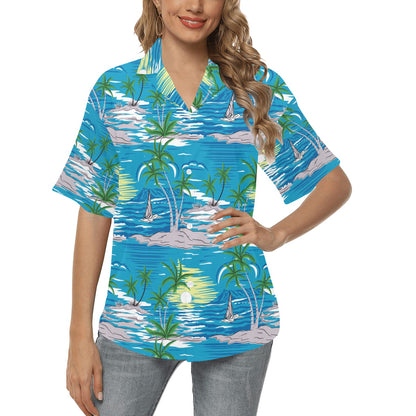 Palm Tree Beach Women's Hawaiian Shirt