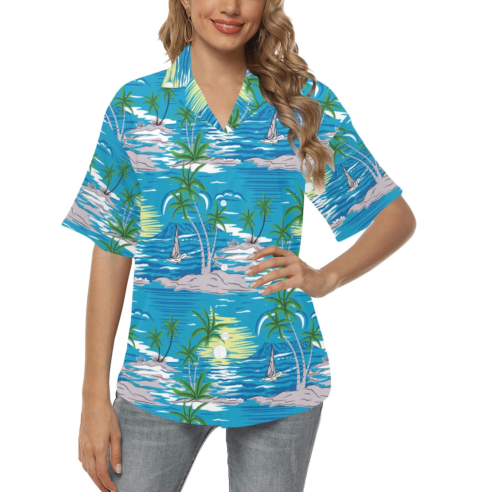 Palm Tree Beach Women's Hawaiian Shirt