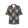 lotus Embroidered Pattern Print Design LO06 Women's Hawaiian Shirt