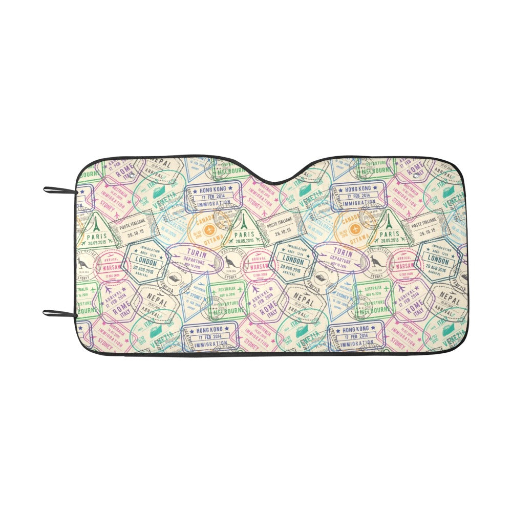 Travel Stamp Print Design LKS303 Car front Windshield Sun Shade