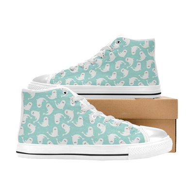 Sea Lion Print Design LKS401 High Top Women's White Shoes