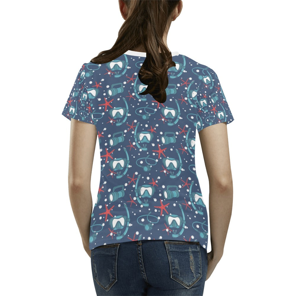 Scuba Equipment Print Design LKS302 Women's  T-shirt