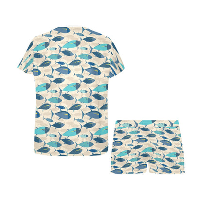 Tuna Fish Print Design LKS302 Women's Short Pajama Set