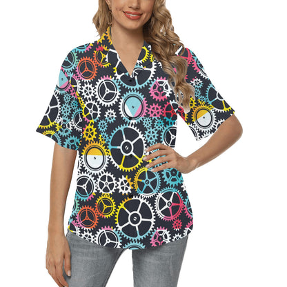 Mechanic Pattern Print Design 02 Women's Hawaiian Shirt