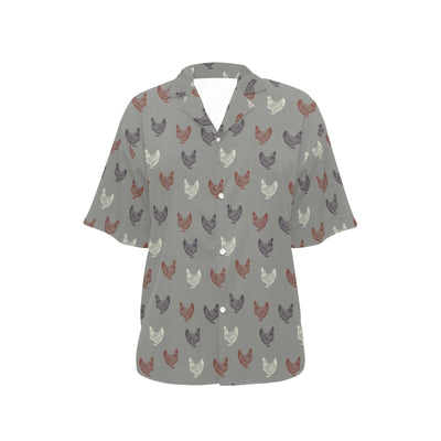 Chicken Pattern Print Design 01 Women's Hawaiian Shirt