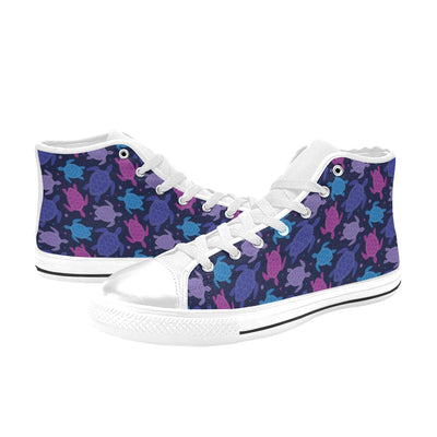 Sea Turtle Print Design LKS309 High Top Women's White Shoes