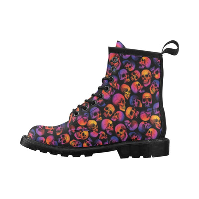 Skull Multicolor Print Design LKS3011 Women's Boots