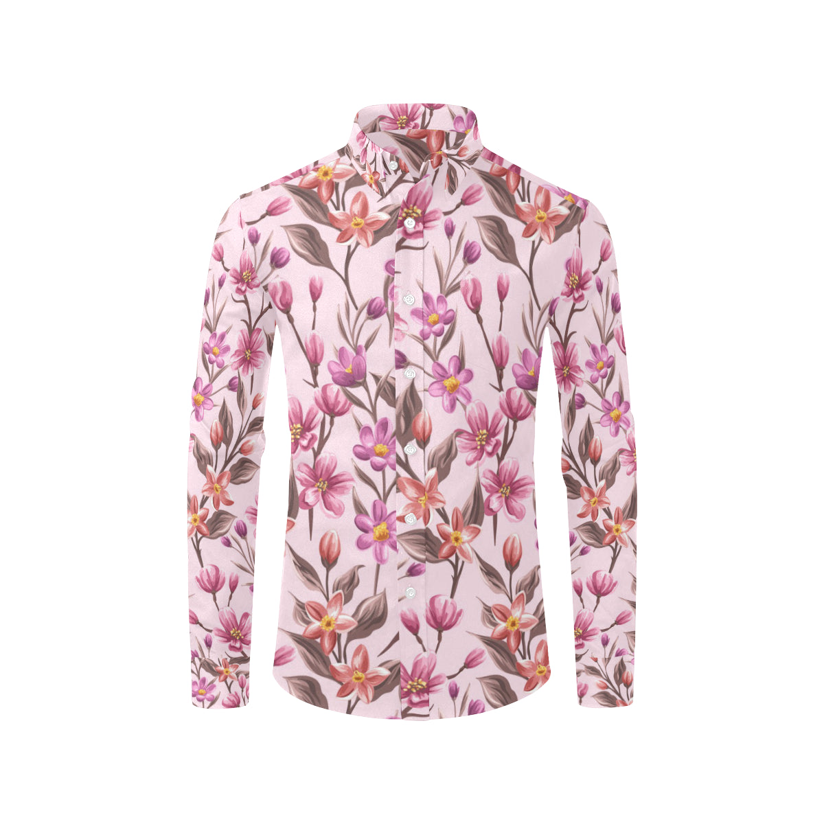 Summer Floral Pattern Print Design SF09 Men's Long Sleeve Shirt