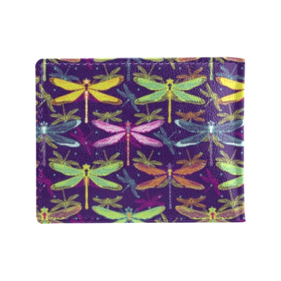 Dragonfly Neon Color Print Pattern Men's ID Card Wallet